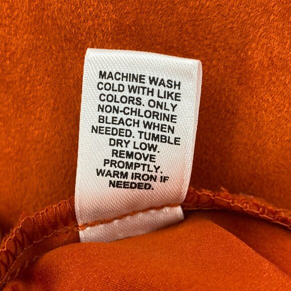 Cato Blouse Womens Large Orange Faux Suede V Neck Button Up Long Sleeve Fitted - Picture 10 of 10